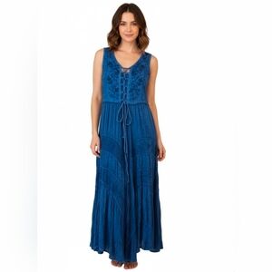 SCULLY Honey‎ Creek  Blue Sleeveless Dress Size Small Bohemian
